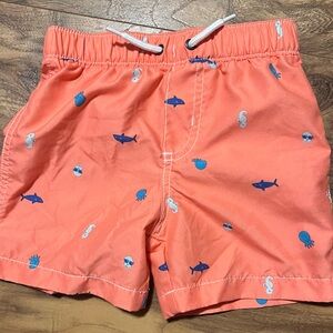 Carter's Orange Kids Shorts with Blue Sea Print